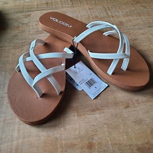 Volcom New‎ School II Sandal - White - New WOmens Size 5 Beach Comfort FOAM